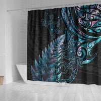 New Zealand Lizard Shower Curtain Silver Fern Aotearoa Maori With Paua Shell LT14 - Polynesian Pride