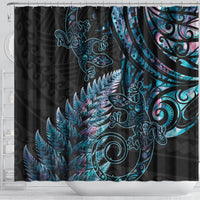 New Zealand Lizard Shower Curtain Silver Fern Aotearoa Maori With Paua Shell LT14 - Polynesian Pride