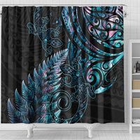 New Zealand Lizard Shower Curtain Silver Fern Aotearoa Maori With Paua Shell LT14 - Polynesian Pride