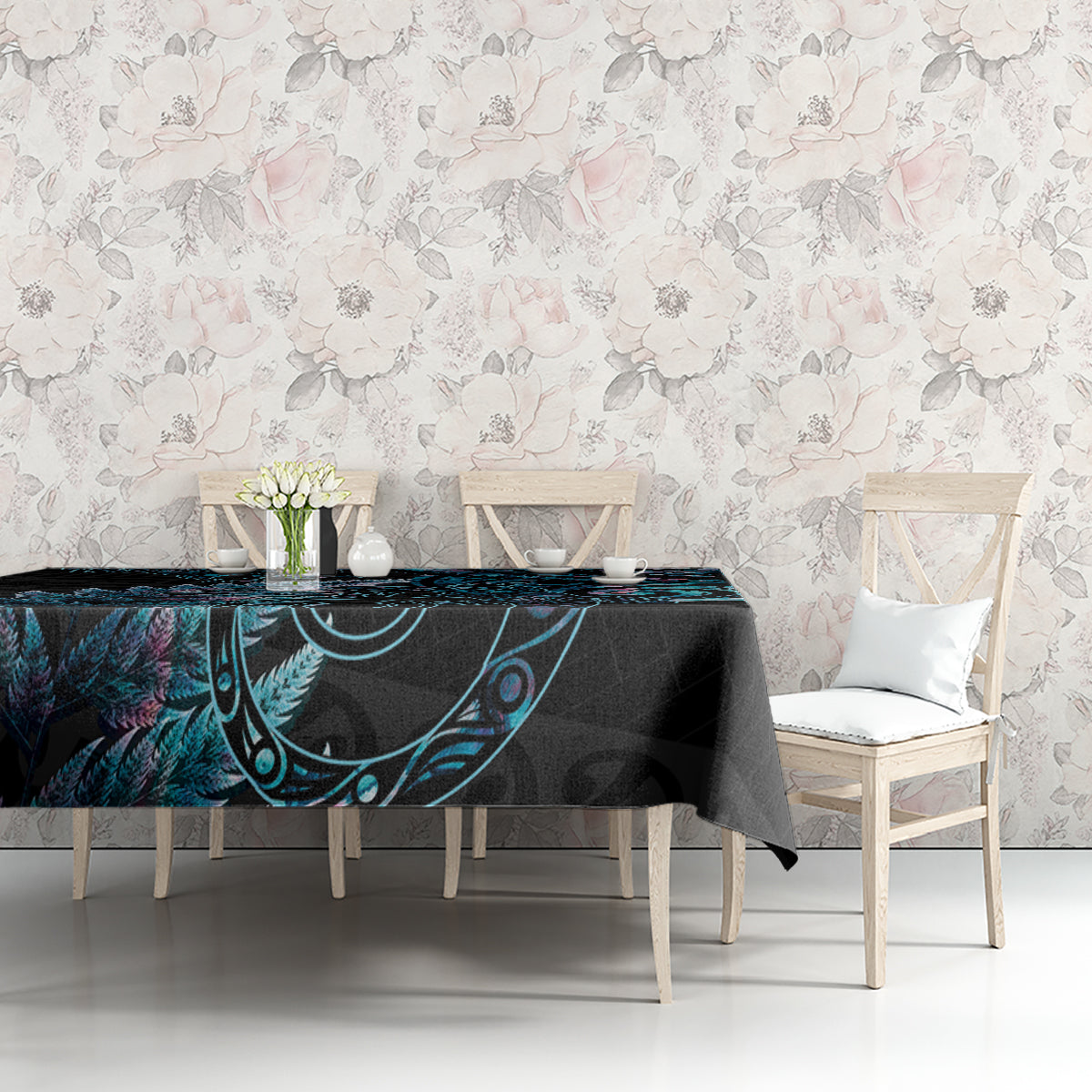 New Zealand Lizard Tablecloth Silver Fern Aotearoa Maori With Paua Shell