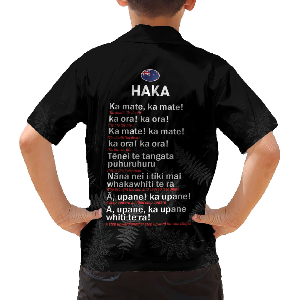 New Zealand Haka Rugby Family Matching Off Shoulder Short Dress and Hawaiian Shirt 2024 Pacific Go Black Silver Fern LT14 - Polynesian Pride