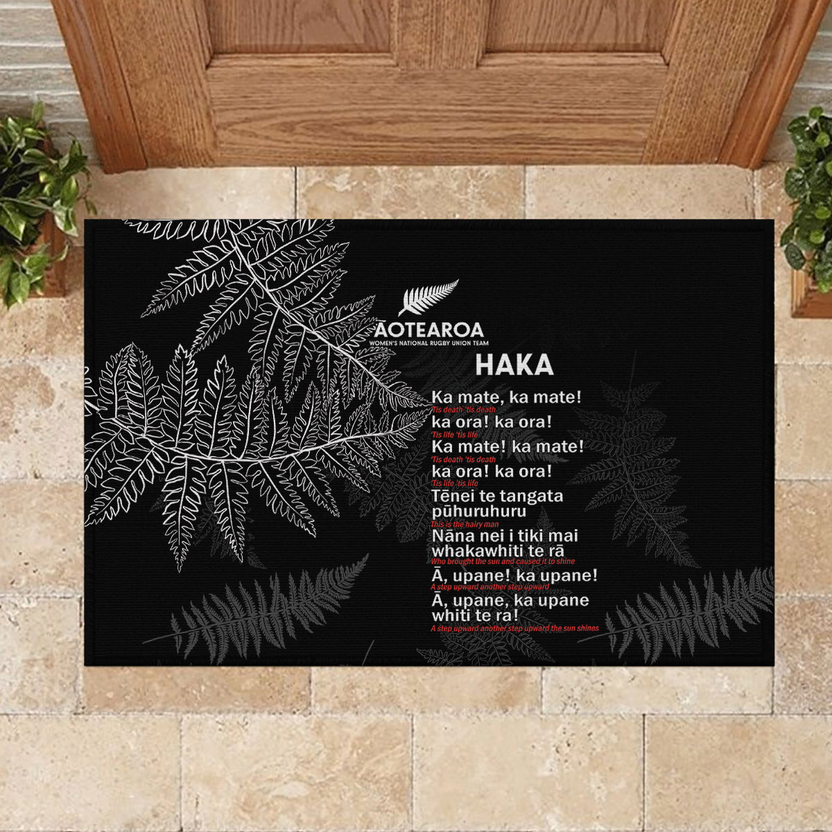 Custom New Zealand Haka Rugby Rubber Doormat 2024 Pacific Go Black Silver Fern