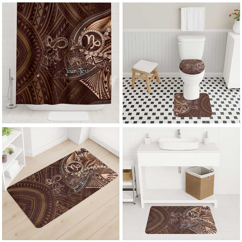 Personalised Polynesia Zodiac Capricorn Bathroom Set Galaxy Polynesian Pattern Chest Tattoo Style