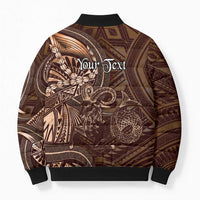 Personalised Polynesia Zodiac Capricorn Bomber Puffer Jacket Galaxy Polynesian Pattern Chest Tattoo Style