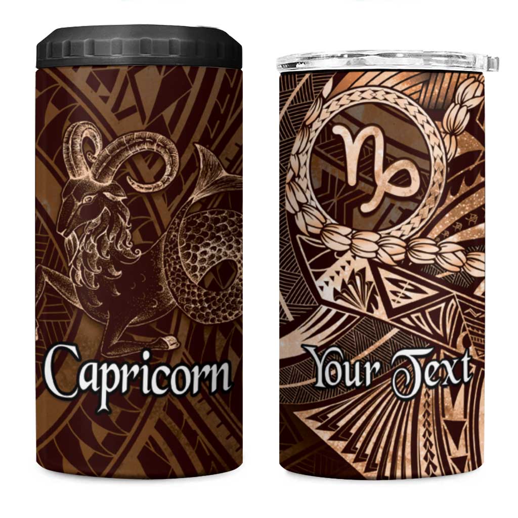 Personalised Polynesia Zodiac Capricorn 4 in 1 Can Cooler Tumbler Galaxy Polynesian Pattern Chest Tattoo Style