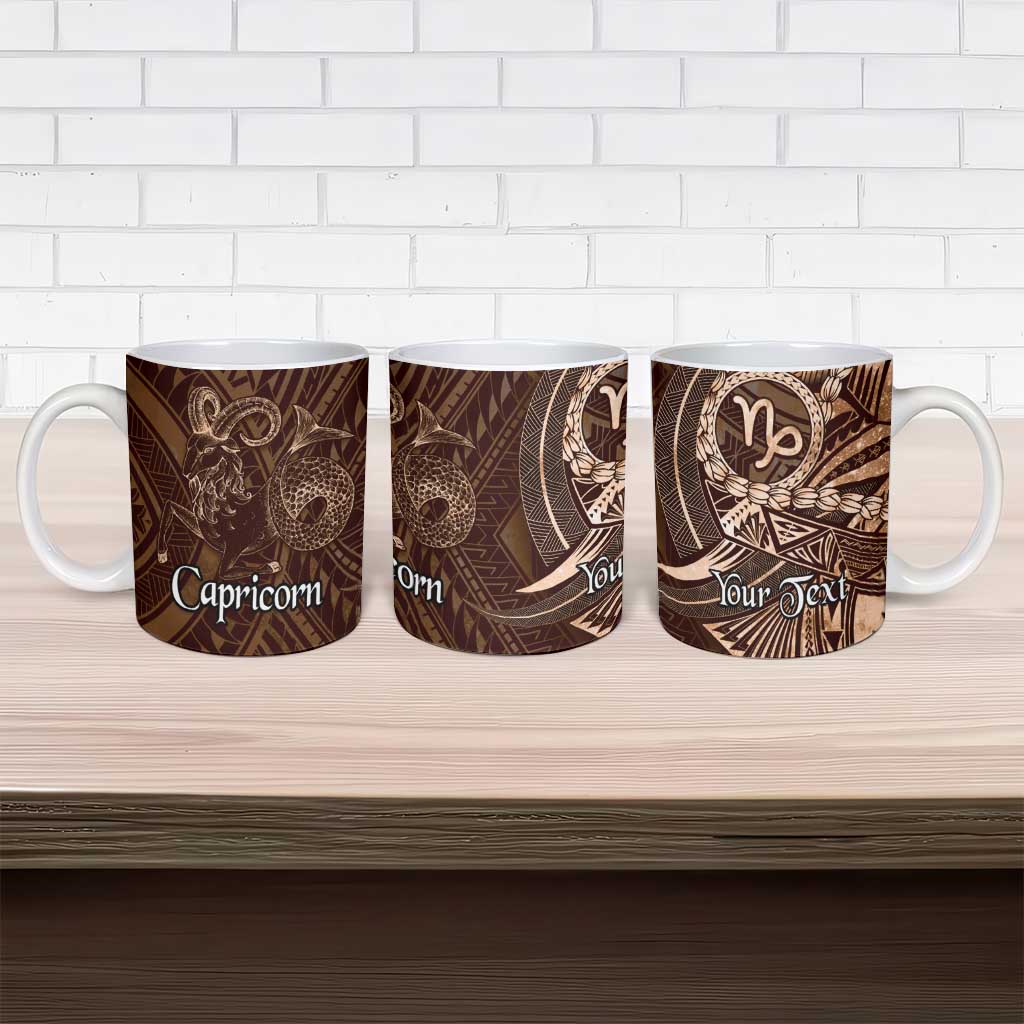 Personalised Polynesia Zodiac Capricorn Ceramic Mug Galaxy Polynesian Pattern Chest Tattoo Style