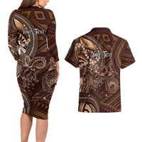 Personalised Polynesia Zodiac Capricorn Couples Matching Long Sleeve Bodycon Dress and Hawaiian Shirt Galaxy Polynesian Pattern Chest Tattoo Style LT14 - Polynesian Pride