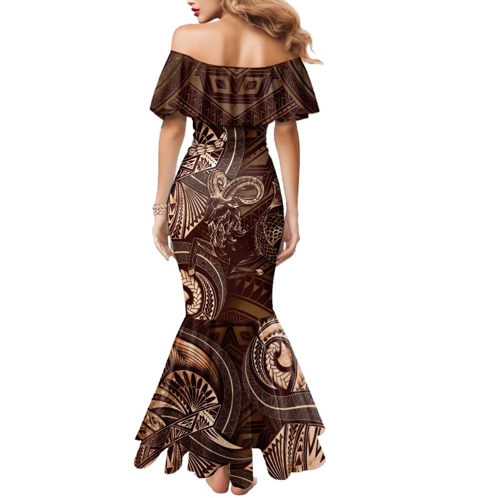 Personalised Polynesia Zodiac Capricorn Family Matching Mermaid Dress and Hawaiian Shirt Galaxy Polynesian Pattern Chest Tattoo Style LT14 - Polynesian Pride