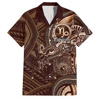 Personalised Polynesia Zodiac Capricorn Hawaiian Shirt Galaxy Polynesian Pattern Chest Tattoo Style LT14 Brown - Polynesian Pride