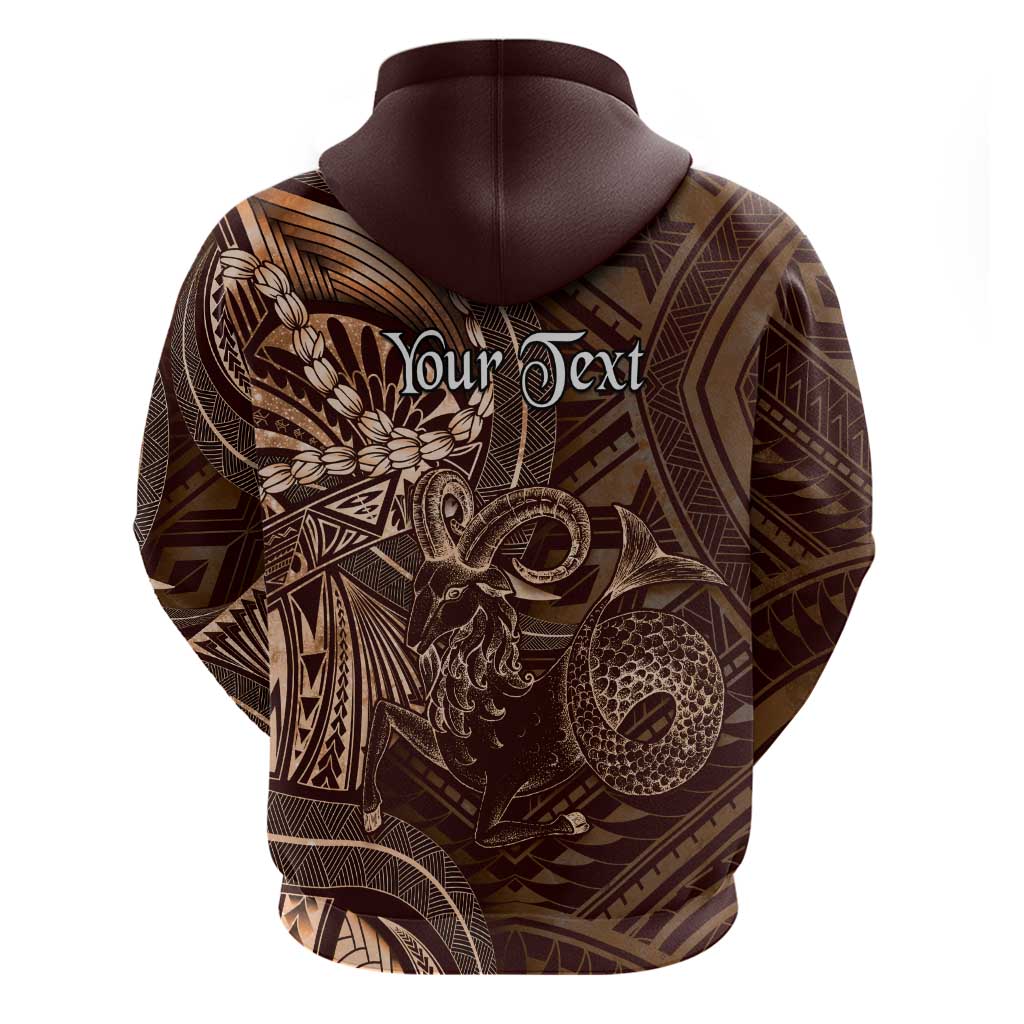 Personalised Polynesia Zodiac Capricorn Hoodie Galaxy Polynesian Pattern Chest Tattoo Style LT14 - Polynesian Pride