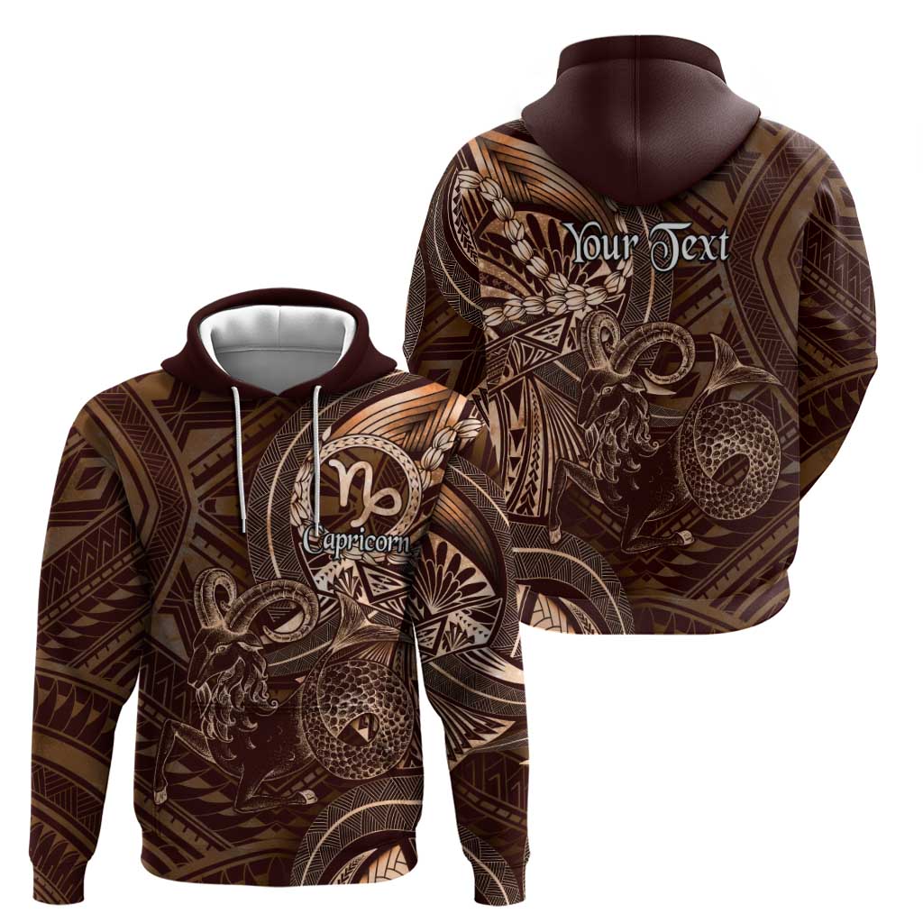 Personalised Polynesia Zodiac Capricorn Hoodie Galaxy Polynesian Pattern Chest Tattoo Style LT14 - Polynesian Pride