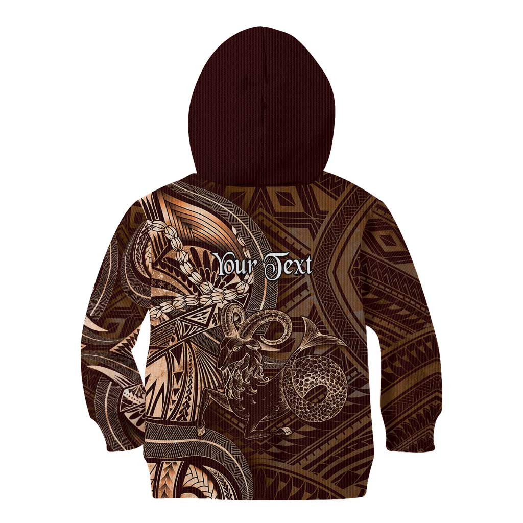 Personalised Polynesia Zodiac Capricorn Kid Hoodie Galaxy Polynesian Pattern Chest Tattoo Style LT14 - Polynesian Pride