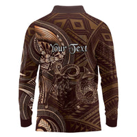 Personalised Polynesia Zodiac Capricorn Long Sleeve Polo Shirt Galaxy Polynesian Pattern Chest Tattoo Style