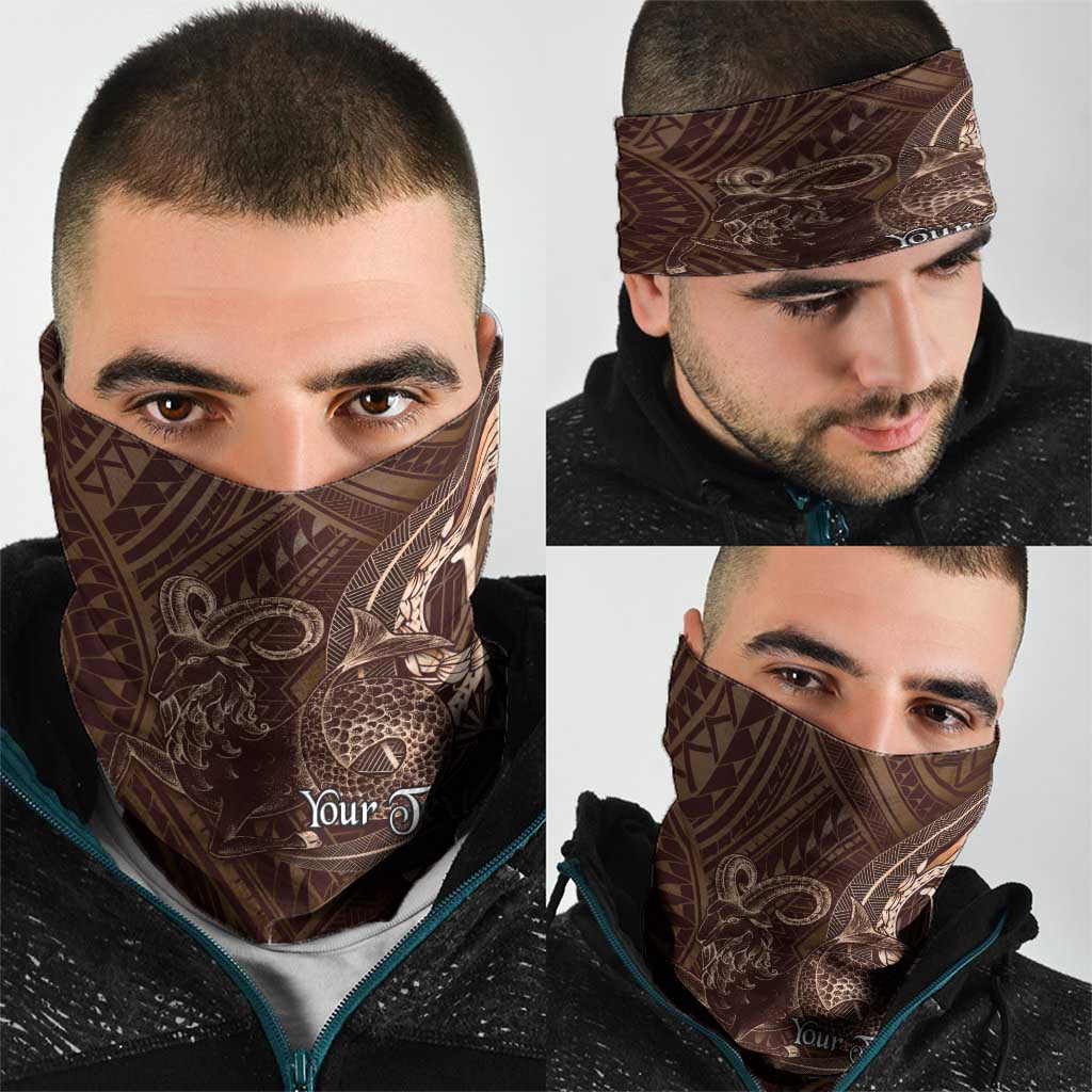 Personalised Polynesia Zodiac Capricorn Neck Gaiter Galaxy Polynesian Pattern Chest Tattoo Style