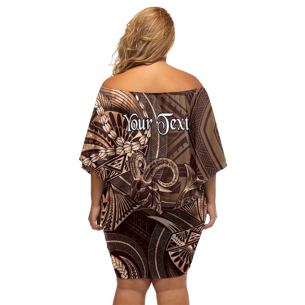 Personalised Polynesia Zodiac Capricorn Off Shoulder Short Dress Galaxy Polynesian Pattern Chest Tattoo Style