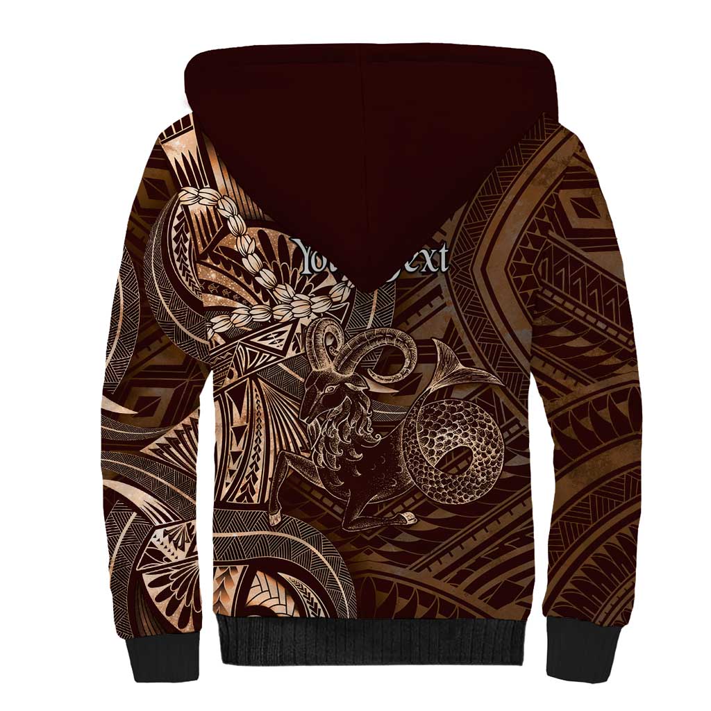 Personalised Polynesia Zodiac Capricorn Sherpa Hoodie Galaxy Polynesian Pattern Chest Tattoo Style LT14 - Polynesian Pride