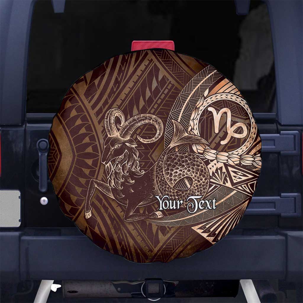 Personalised Polynesia Zodiac Capricorn Spare Tire Cover Galaxy Polynesian Pattern Chest Tattoo Style