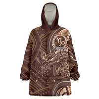 Personalised Polynesia Zodiac Capricorn Wearable Blanket Hoodie Galaxy Polynesian Pattern Chest Tattoo Style