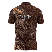 Personalised Polynesia Zodiac Capricorn Zipper Polo Shirt Galaxy Polynesian Pattern Chest Tattoo Style