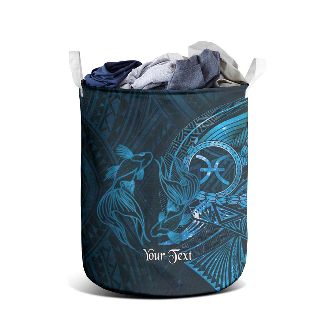 Personalised Polynesia Zodiac Pisces Laundry Basket Galaxy Polynesian Pattern Chest Tattoo Style