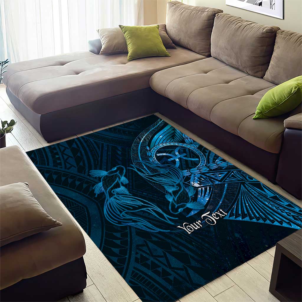Personalised Polynesia Zodiac Pisces Area Rug Galaxy Polynesian Pattern Chest Tattoo Style