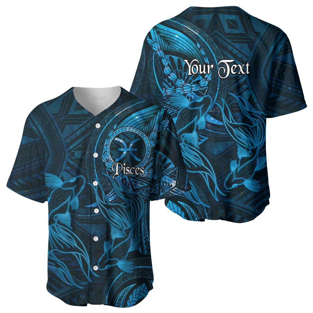Personalised Polynesia Zodiac Pisces Baseball Jersey Galaxy Polynesian Pattern Chest Tattoo Style