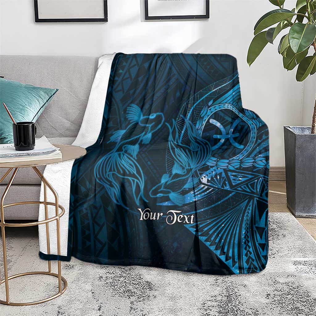 Personalised Polynesia Zodiac Pisces Blanket Galaxy Polynesian Pattern Chest Tattoo Style