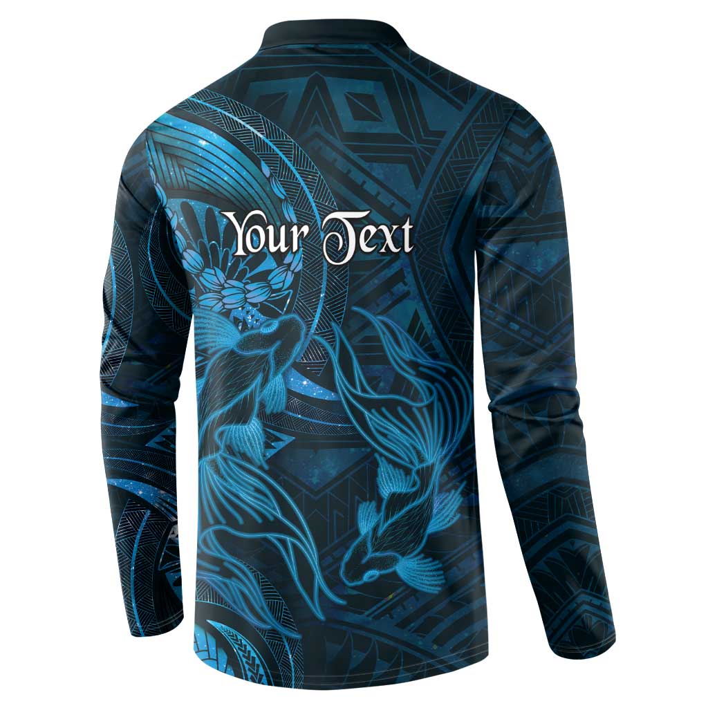 Personalised Polynesia Zodiac Pisces Button Sweatshirt Galaxy Polynesian Pattern Chest Tattoo Style