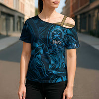 Personalised Polynesia Zodiac Pisces Cross Shoulder Shirt Galaxy Polynesian Pattern Chest Tattoo Style LT14 - Polynesian Pride