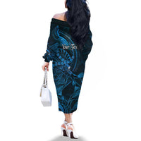 Personalised Polynesia Zodiac Pisces Family Matching Off The Shoulder Long Sleeve Dress and Hawaiian Shirt Galaxy Polynesian Pattern Chest Tattoo Style LT14 - Polynesian Pride