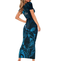 Personalised Polynesia Zodiac Pisces Family Matching Short Sleeve Bodycon Dress and Hawaiian Shirt Galaxy Polynesian Pattern Chest Tattoo Style LT14 - Polynesian Pride