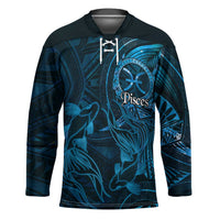 Personalised Polynesia Zodiac Pisces Hockey Jersey Galaxy Polynesian Pattern Chest Tattoo Style LT14 Unisex Blue - Polynesian Pride