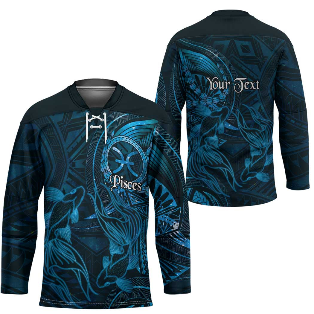 Personalised Polynesia Zodiac Pisces Hockey Jersey Galaxy Polynesian Pattern Chest Tattoo Style LT14 - Polynesian Pride