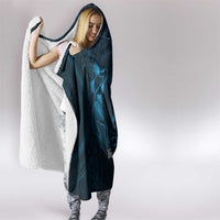 Personalised Polynesia Zodiac Pisces Hooded Blanket Galaxy Polynesian Pattern Chest Tattoo Style