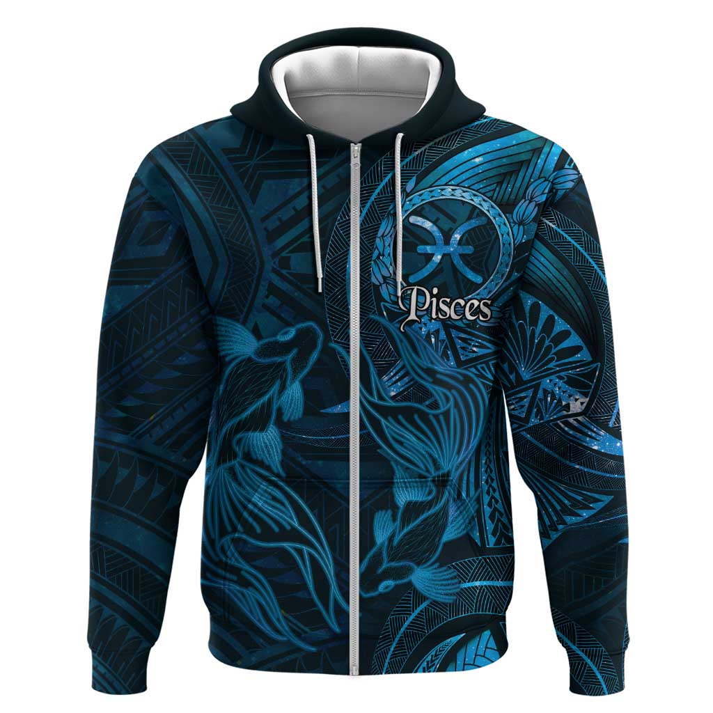 Personalised Polynesia Zodiac Pisces Hoodie Galaxy Polynesian Pattern Chest Tattoo Style