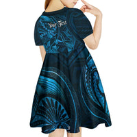 Personalised Polynesia Zodiac Pisces Kid Short Sleeve Dress Galaxy Polynesian Pattern Chest Tattoo Style