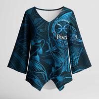 Personalised Polynesia Zodiac Pisces Kimono Sleeve Blouse Galaxy Polynesian Pattern Chest Tattoo Style