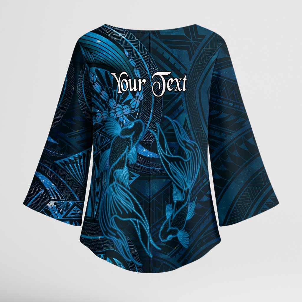 Personalised Polynesia Zodiac Pisces Kimono Sleeve Blouse Galaxy Polynesian Pattern Chest Tattoo Style