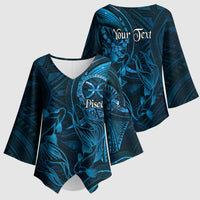 Personalised Polynesia Zodiac Pisces Kimono Sleeve Blouse Galaxy Polynesian Pattern Chest Tattoo Style