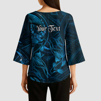 Personalised Polynesia Zodiac Pisces Kimono Sleeve Blouse Galaxy Polynesian Pattern Chest Tattoo Style