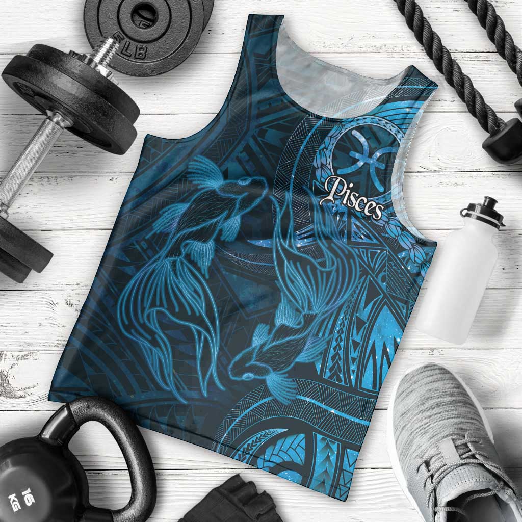 Personalised Polynesia Zodiac Pisces Men Tank Top Galaxy Polynesian Pattern Chest Tattoo Style