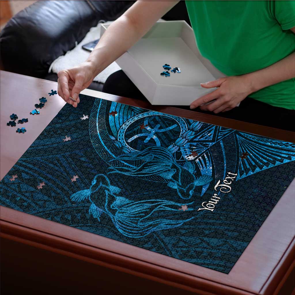 Personalised Polynesia Zodiac Pisces Puzzle Galaxy Polynesian Pattern Chest Tattoo Style