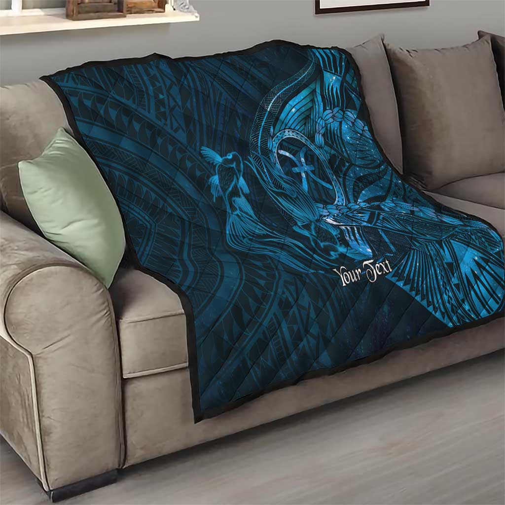 Personalised Polynesia Zodiac Pisces Quilt Galaxy Polynesian Pattern Chest Tattoo Style