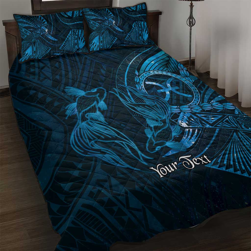 Personalised Polynesia Zodiac Pisces Quilt Bed Set Galaxy Polynesian Pattern Chest Tattoo Style