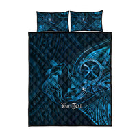 Personalised Polynesia Zodiac Pisces Quilt Bed Set Galaxy Polynesian Pattern Chest Tattoo Style