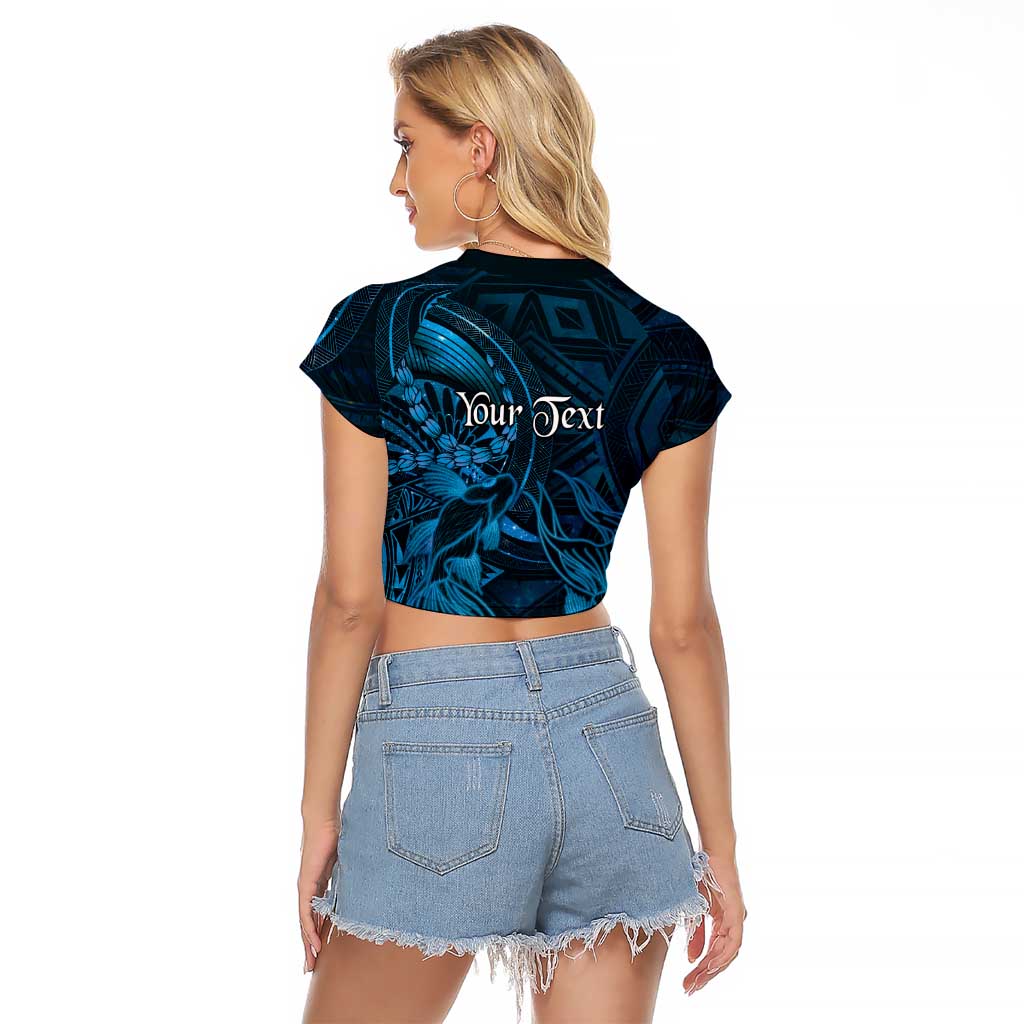 Personalised Polynesia Zodiac Pisces Raglan Cropped T Shirt Galaxy Polynesian Pattern Chest Tattoo Style