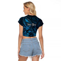 Personalised Polynesia Zodiac Pisces Raglan Cropped T Shirt Galaxy Polynesian Pattern Chest Tattoo Style