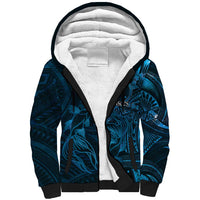 Personalised Polynesia Zodiac Pisces Sherpa Hoodie Galaxy Polynesian Pattern Chest Tattoo Style LT14 Unisex Blue - Polynesian Pride