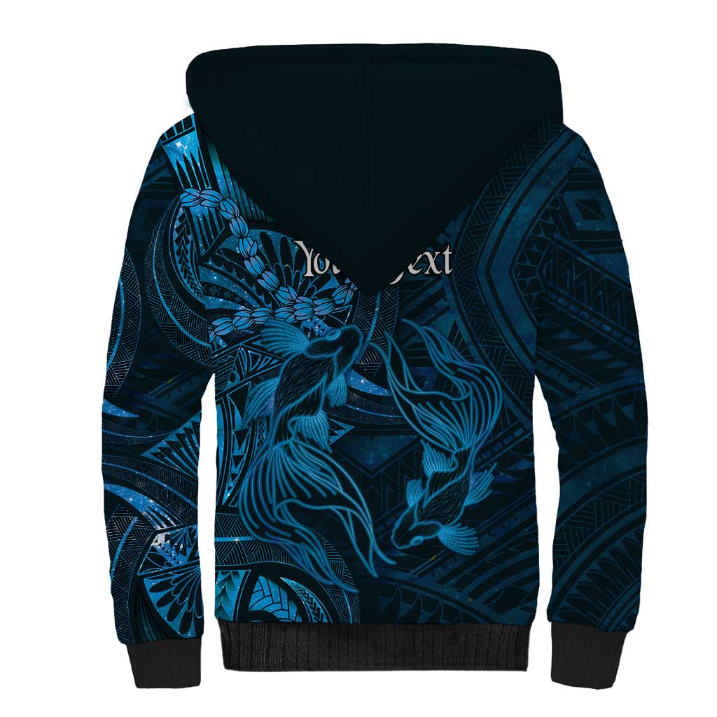Personalised Polynesia Zodiac Pisces Sherpa Hoodie Galaxy Polynesian Pattern Chest Tattoo Style LT14 - Polynesian Pride