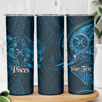 Personalised Polynesia Zodiac Pisces Skinny Tumbler Galaxy Polynesian Pattern Chest Tattoo Style